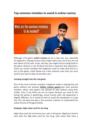 top common mistakes to avoid in online rummy