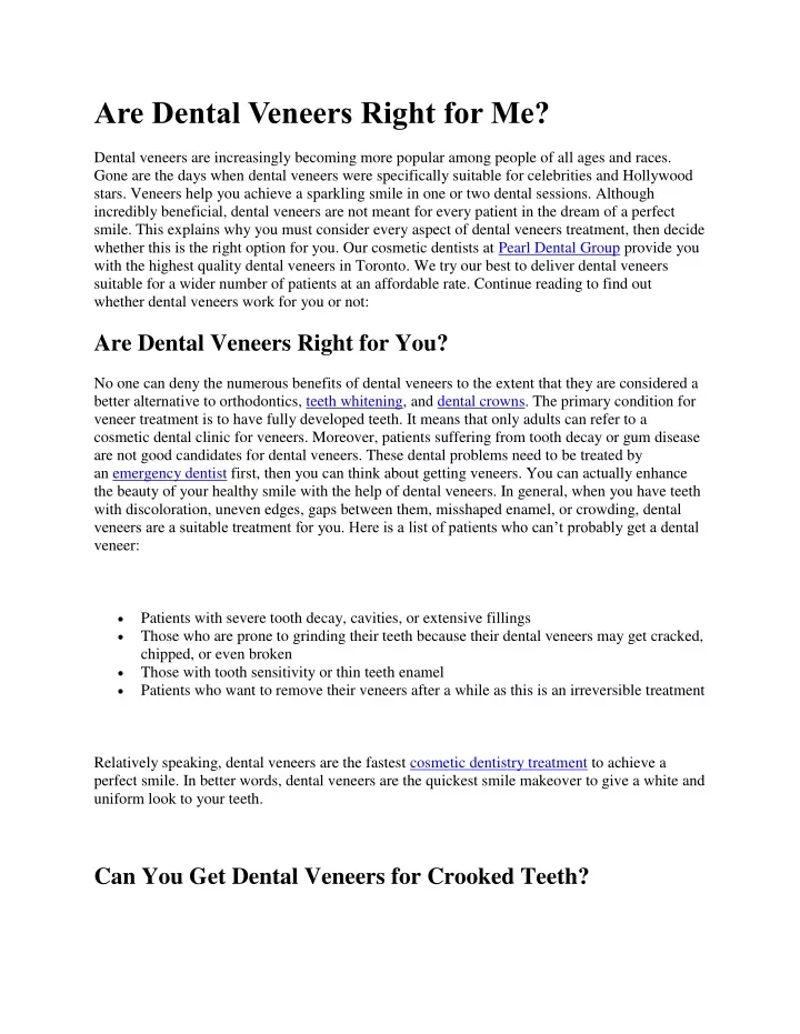 are dental veneers right for me