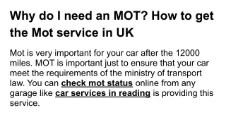 why do i need an mot how to get the mot service