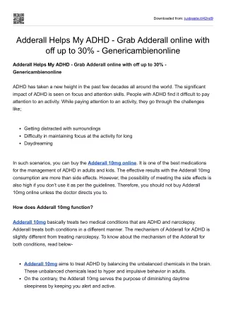 Adderall Helps My ADHD - Grab Adderall online with off up to 30% - Genericambien