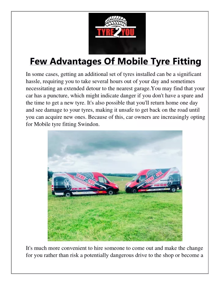 few advantages of mobile tyre fitting