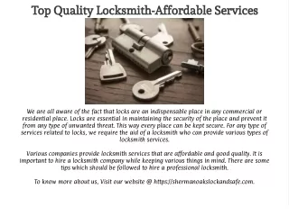 top quality locksmith affordable services