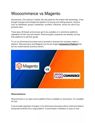 Woocommerce vs Magento Comparison