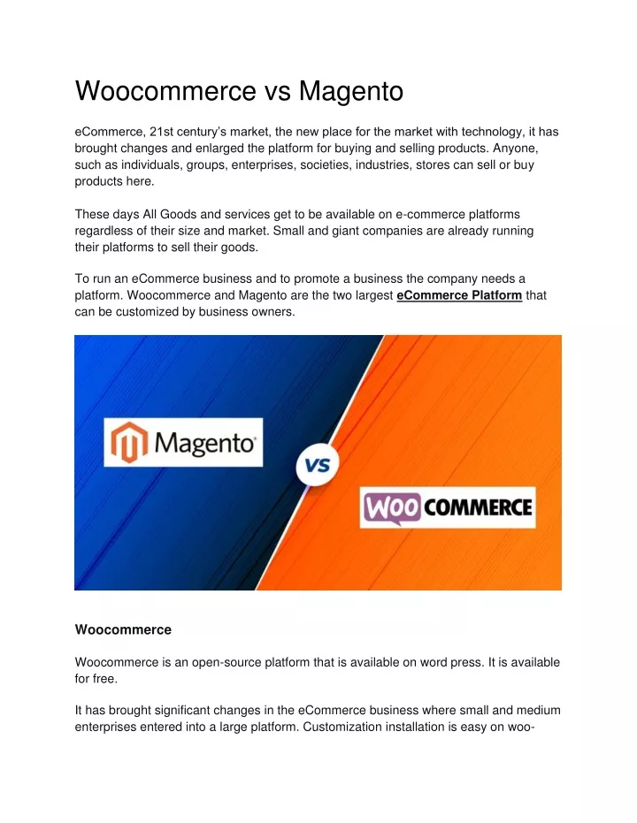 woocommerce vs magento ecommerce 21st century