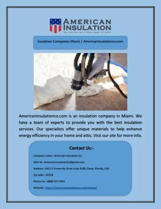 Insulation Companies Miami | Americaninsulationco.com