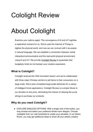 Cololight Review