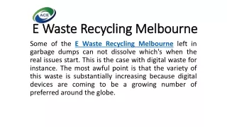 E Waste Recycling Melbourne