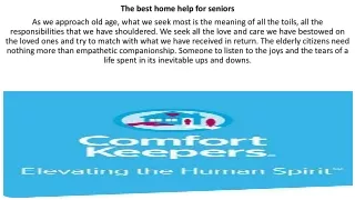 The best home help for seniors