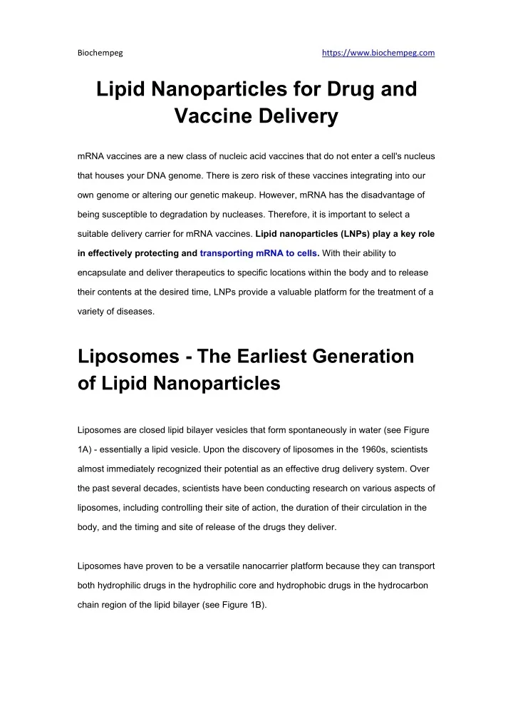 PPT - Lipid Nanoparticles for Drug and Vaccine Delivery PowerPoint ...