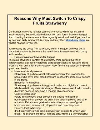 Reasons Why Must Switch To Crispy Fruits Strawberry