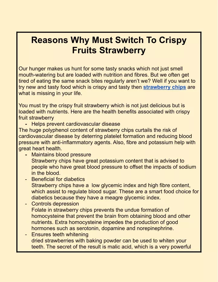 reasons why must switch to crispy fruits