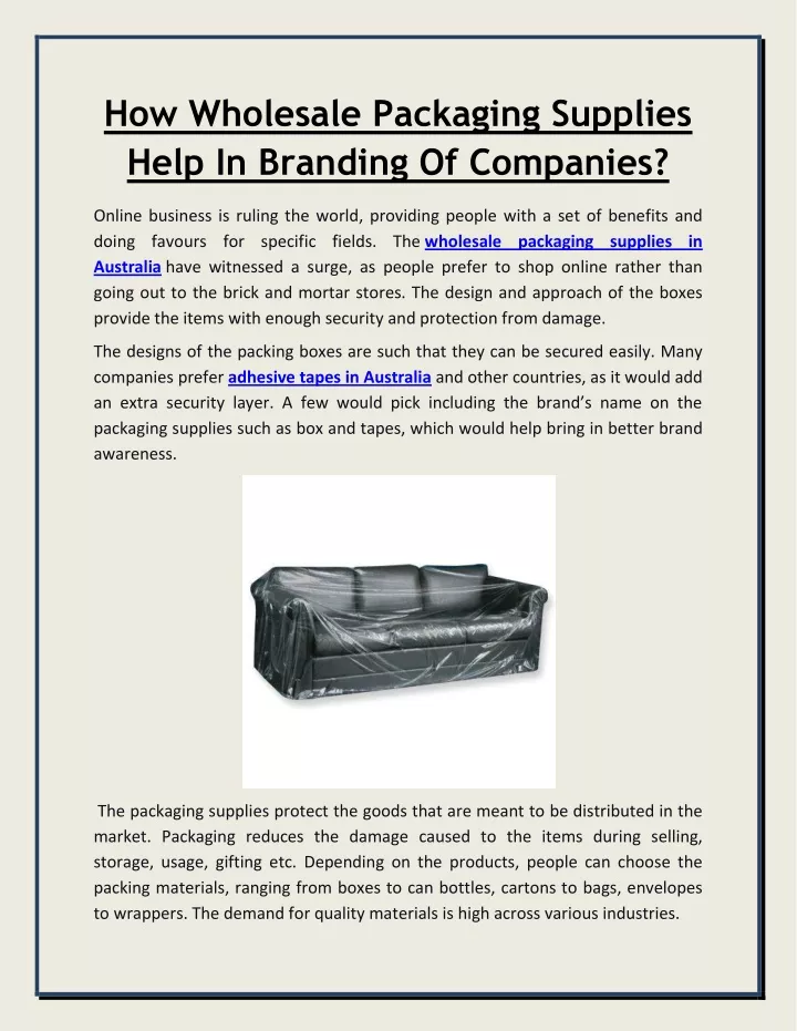 how wholesale packaging supplies help in branding