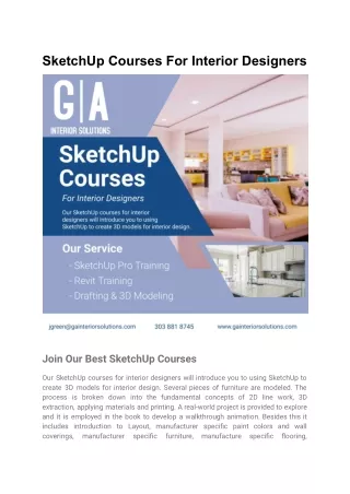 SketchUp Courses For Interior Designers