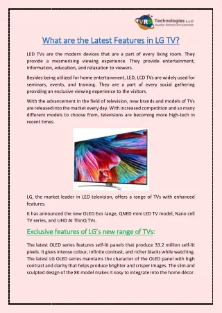 what are the latest features in lg tv what