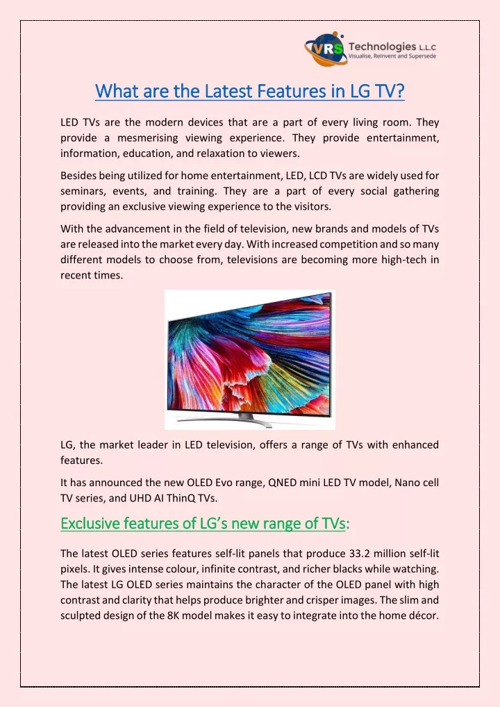 what are the latest features in lg tv what