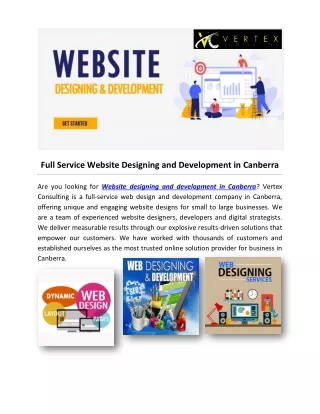 Full Service Website Designing and Development in Canberra