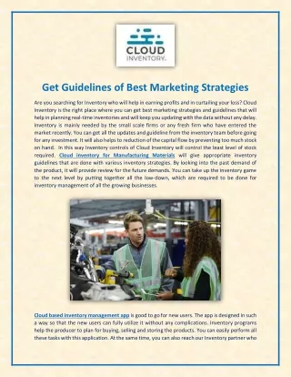 Get Guidelines for Cloud Inventory Management Software Marketing Strategies