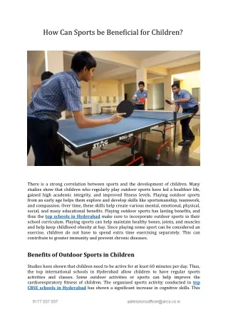 How can sports be beneficial for children