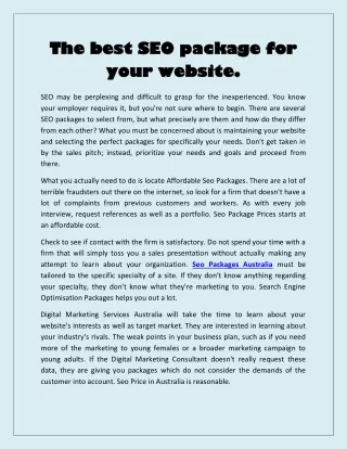 The best SEO package for your website