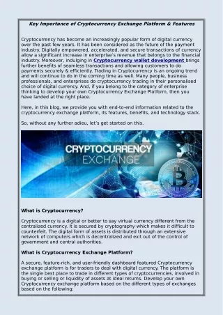 key importance of cryptocurrency exchange