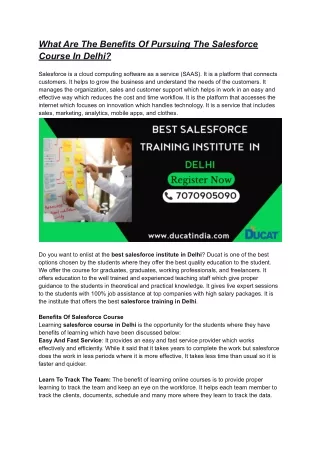 what are the benefits of pursuing the salesforce