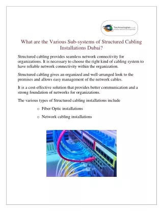 what are the various sub systems of structured