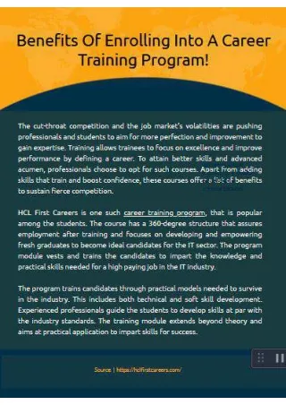 Benefits Of Enrolling Into A Career Training Program!
