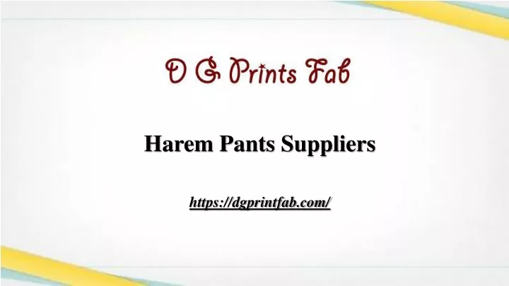 harem pants suppliers