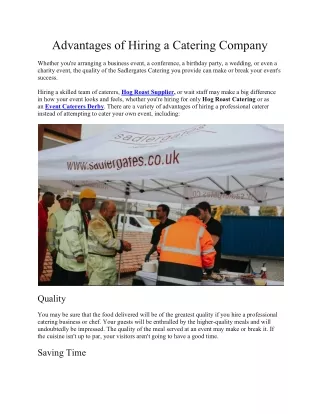 Advantages of Hiring a Catering Company