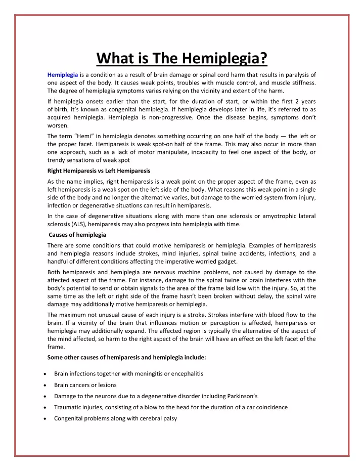 what is the hemiplegia