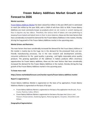 frozen bakery additives market growth