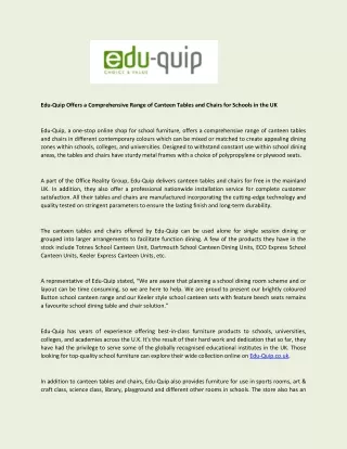 edu quip offers a comprehensive range of canteen