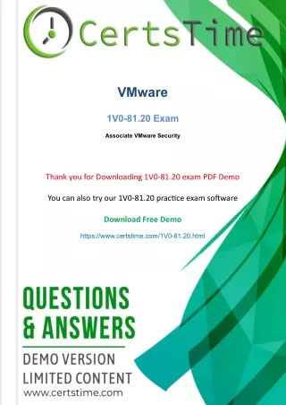 New Released VMware 1V0-81.20 Dumps PDF [2021] - Download Free Demo