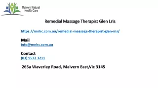 Remedial Massage Therapist Glen Iris | MNHC