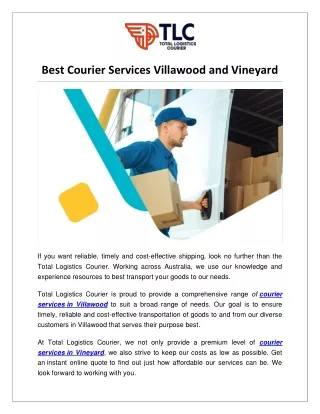 Best Courier Services Villawood and Vineyard