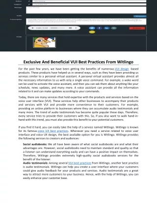 exclusive and beneficial vui best practices from