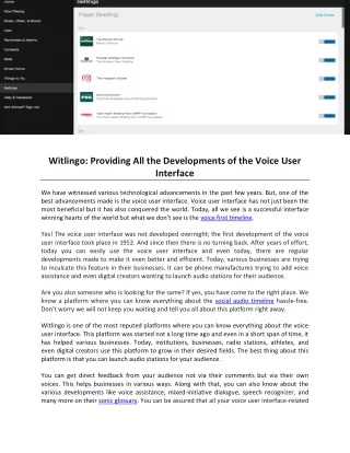witlingo providing all the developments