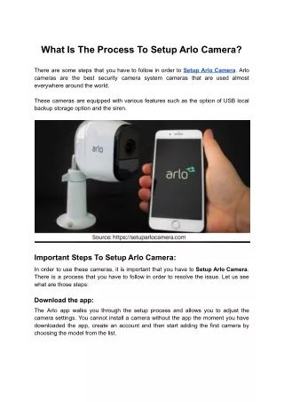 What Is The Process To Setup Arlo Camera?