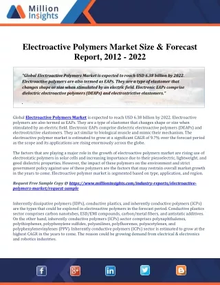 Electroactive Polymers Market Competitive Analysis and Industry Forecast Report,