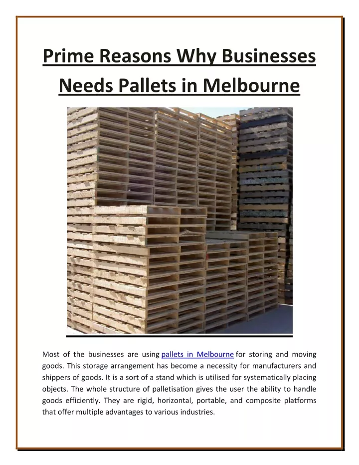 prime reasons why businesses needs pallets