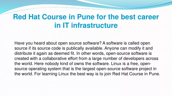 red hat course in pune for the best career in it infrastructure