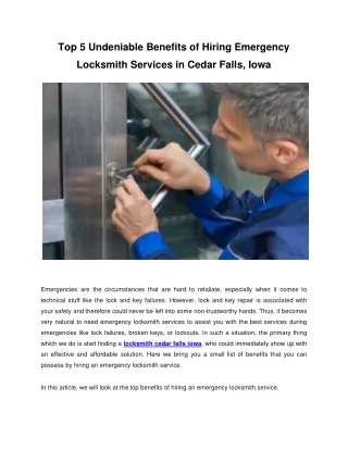 Top 5 Undeniable Benefits of Hiring Emergency Locksmith Services in Cedar Falls,