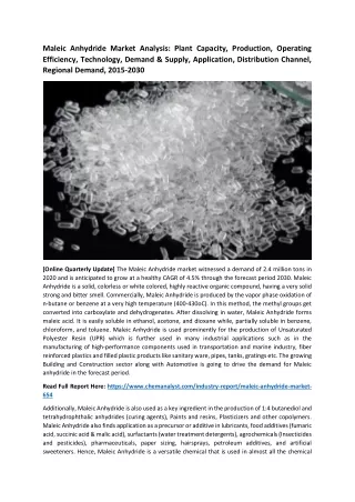 maleic anhydride market analysis plant capacity