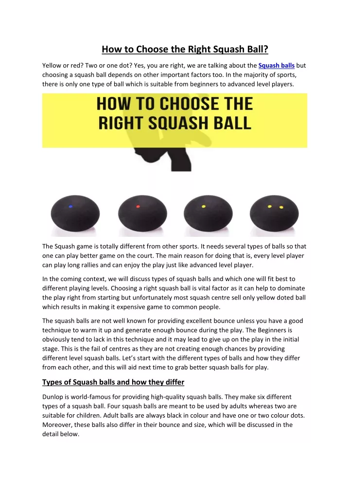 how to choose the right squash ball