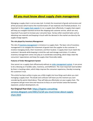 all you must know about supply chain management