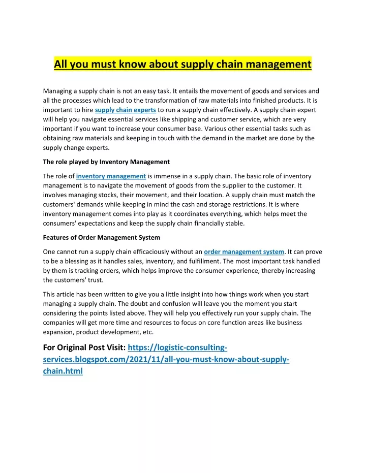 all you must know about supply chain management