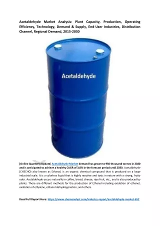 acetaldehyde market analysis plant capacity