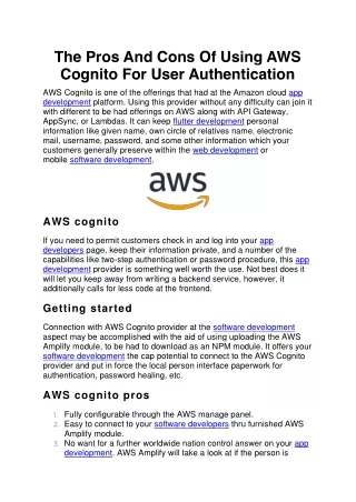 the pros and cons of using aws cognito for user