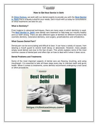 Best Dentist in Delhi- Clinic Eximus