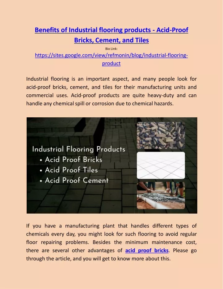 benefits of industrial flooring products acid